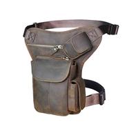 Sacoche De Jambe Moto Leather Design Men Vintage Small Belt Messenger Bag Waist Pack Drop Leg Bag Pouch(Dark Brown)