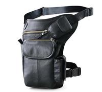 Sacoche De Jambe Moto Leather Design Men Vintage Small Belt Messenger Bag Waist Pack Drop Leg Bag Pouch(Black)