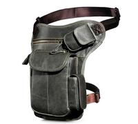 Sacoche De Jambe Moto Leather Design Men Vintage Small Belt Messenger Bag Waist Pack Drop Leg Bag Pouch(Dark Grey)