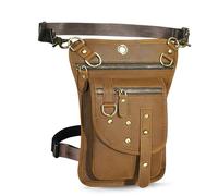 Sacoche De Jambe Moto Petit Sac Messager en Cuir for Homme, Sacoche de Voyage, Ceinture, Sac Banane, Pochette for Tablette(Color 2)
