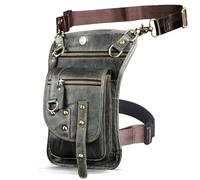 Sacoche De Jambe Moto Petit Sac Messager en Cuir for Homme, Sacoche de Voyage, Ceinture, Sac Banane, Pochette for Tablette(Color 1)