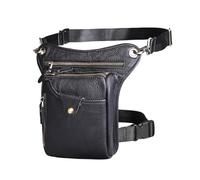 Sacoche de Jambe Moto Sac à bandoulière Classique en Cuir épais for Hommes, Design décontracté, café, Sac Banane de Voyage, Jambe(Color2)