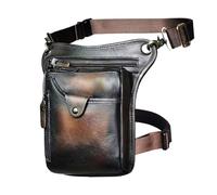 Sacoche de Jambe Moto Sac à bandoulière Classique en Cuir épais for Hommes, Design décontracté, café, Sac Banane de Voyage, Jambe(Color22)