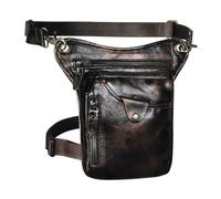 Sacoche de Jambe Moto Sac à bandoulière Classique en Cuir épais for Hommes, Design décontracté, café, Sac Banane de Voyage, Jambe(Color20)