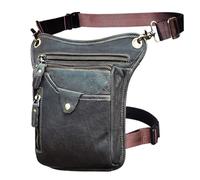 Sacoche de Jambe Moto Sac à bandoulière Classique en Cuir épais for Hommes, Design décontracté, café, Sac Banane de Voyage, Jambe(Color4)