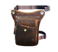 Sacoche de Jambe Moto Sac à bandoulière Classique en Cuir épais for Hommes, Design décontracté, café, Sac Banane de Voyage, Jambe(Color3)
