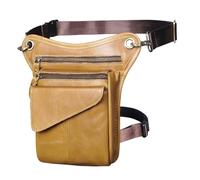 Sacoche de Jambe Moto Sac à bandoulière en Cuir véritable for Homme, Multifonction, décontracté, Sacoche de Voyage, Ceinture, Sac Jambe tombante(Color14)