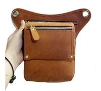 Sacoche de Jambe Moto Sac Banane en Cuir véritable for Homme, Sacoche à bandoulière, de Voyage, Moto, Cuisse(Brown)