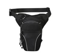 Sacoche De Jambe Moto Sac de Moto Anti-Pluie réfléchissant Trou for écouteurs Ceinture Cuisse Voyage Fanny(Black)