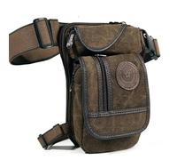 Sacoche De Jambe Moto Sacoche de Jambe en Toile for Homme, Sacoche de Moto Polyvalente, Sac à bandoulière, Ceinture, Hanche, Banane, Sac Banane for Le Camping Sacoche Moto Jambe(Coffee)