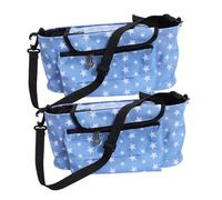 Sacoche de Poussette Bébé Multifonction Bleu en Polyester, Fixation Poignée | Compartiments Multiples, Boucles à Dégagement Rapide, Port Épaule, Résistance Extérieure
