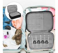 Sacoche de rangement portable noire avec poignée pour câbles, batteries externes, chargeurs et accessoires électroniques