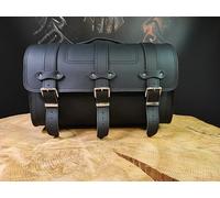 Sacoche de selle en cuir ORLETANOS Thor compatible avec sissybar Harley Davidson, sac de voyage Heritage Chopper Intruder Wildstar Dragstar, neuf, en cuir noir, rouleau de bagages Sacoche de selle en