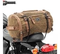 Sacoche de Selle Moto arrière Vintage 35L Canvas Sac à Dos Rouleau Marron