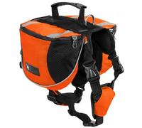 Sacoche de Selle Sac à Dos pour Chien Moyens & Grands, Harnasi Veste Gilet Imperméable Réglable Grande pour Voyage Entraînement Harnais Réfléchissant avec Poignée (Orange, M (Chien 18kg - 28kg))