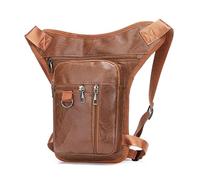SAcoche De Selle/Sac Arrière De Moto Sac Banane Moto Pour Hommes Femmes, Sac Poitrine Loisirs Cuir PU, Sac Jambe Tombante, Ceinture Cuisse, Hanche, Taille, Voyage, Randonnée Sacoche De Moteur(Light br