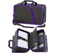 Sacoche de Transport PS5 Compatible avec PS-5/Slim/Pro Digital & Disc, Valise de Voyage PS5 Contenant une PS Portal, 4 Cartes de Jeu, 2 Manettes, Sac de Protection de Accessoire (Noir & Violette)