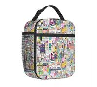 Sacoche déjeuner alimentaire pour voyager ou bureau pour enfants Boîte à déjeuner College Boîte à déjeuner pour pique-en plein air Sacs fourre-tout pratiques Design Sac glacière Cadeau de Noël