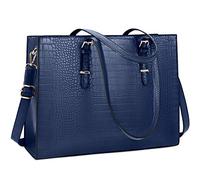Sacoche d'ordinateur portable pour femme 15,6" en cuir chic sacoche d'ordinateur portable sac à main étanche sac à main professionnel sac à bandoulière femme sac d'affaires bureau grande capacité bleu