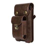 Sacoche Double Couche for téléphone Portable, 4 en 1, Sac Banane, bandoulière Vertical, étui(Brown)