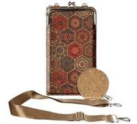 Sacoche en Liège Bandoulière Double Poche Porte monnaie Motif Lys Multicolore