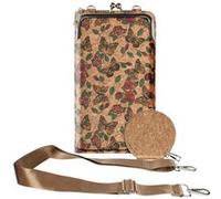 Sacoche en Liège Bandoulière Double Poche Porte monnaie Motif Papillon Avizar Multicolore Multicolore G