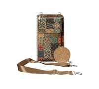 Sacoche en Liège Bandoulière Triple Poche Magnétique Motif Céramique Multicolore