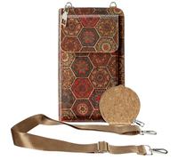 Sacoche en Liège Bandoulière Triple Poche Magnétique Motif Hexagonal Multicolore