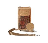 Sacoche en Liège Bandoulière Triple Poche Magnétique Motif Hexagonal Multicolore