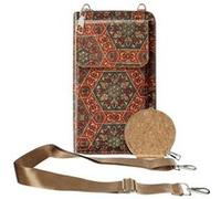 Sacoche en Liège Bandoulière Triple Poche Magnétique Motif Lys Multicolore