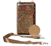 Sacoche en Liège Bandoulière Triple Poche Magnétique Motif Mandala Multicolore Multicolore
