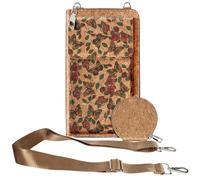 Sacoche en Liège Bandoulière Triple Poche Magnétique Motif Papillon Multicolore