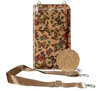 Sacoche en Liège Bandoulière Triple Poche Magnétique Motif Papillon Multicolore