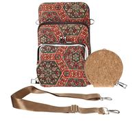 Sacoche en Liège Bandoulière Triple Poche Porte monnaie Motif Lys Multicolore Multicolore