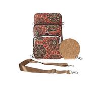 Sacoche en Liège Bandoulière Triple Poche Porte monnaie Motif Lys Multicolore