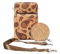 Sacoche en Liège Bandoulière Triple Poche Zip Motif Cachemire Avizar Multicolore Multicolore G