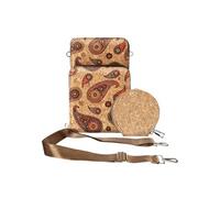 Sacoche en Liège Bandoulière Triple Poche Zip Motif Cachemire Multicolore