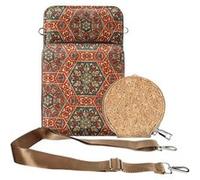 Sacoche en Liège Bandoulière Triple Poche Zip Motif Lys Avizar Multicolore Multicolore G