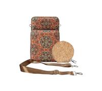Sacoche en Liège Bandoulière Triple Poche Zip Motif Lys Multicolore