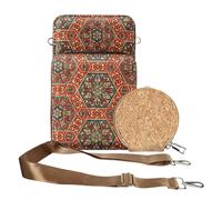 Sacoche en Liège Bandoulière Triple Poche Zip Motif Lys Avizar Multicolore Multicolore G