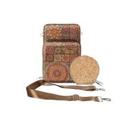 Sacoche en Liège Bandoulière Triple Poche Zip Motif Mandala Avizar Multicolore Multicolore G