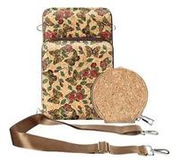Sacoche en Liège Bandoulière Triple Poche Zip Motif Papillon Multicolore