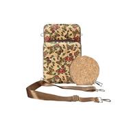 Sacoche en Liège Bandoulière Triple Poche Zip Motif Papillon Multicolore Multicolore