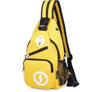Sacoche Femme Porté Travers Sac Poitrine Bandoulière pour Sport Voyage - Jaune - Polyester - Fermeture Zippée