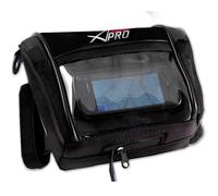 Sacoche GPS moto étanche universelle textile noire - fenêtre transparente, fixation guidon