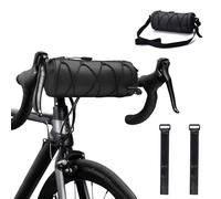 Sacoche Guidon Velo 2,4L Étanche avec Bandoulière Amovible, Ajustable Sac Cintre Velo avec Porte Bouteille, Sacoche Avant Vélo Route Montagne Voyage Cyclisme, 24x10cm (Noir)