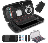 Sacoche Homgaty compatible avec la Switch 2025, sacoche 4 en 1 pour accessoires Switch 2, kit d'accessoires de voyage avec film de protection d'écran, housse de protection en silicone et étui pour car