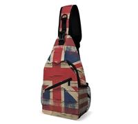 Sacoche Homme Bandouliere Art sur Bois du Drapeau Britannique Et Américain, Réglable Sac À Dos Militaire Casual Sac Poitrine Homme pour Camping Homme Voyage
