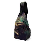 Sacoche Homme Bandouliere Boîte À Musique De Rêve Imprimée Réglable Sac À Dos Militaire Multifonction Sac Bandouliere Homme pour Camping Voyage Cyclisme 19X39Cm