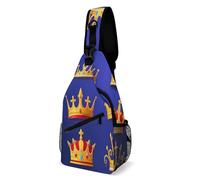 Sacoche Homme Bandouliere Couronne royale violette, bleue et or Polyester Sac Bandoulière Léger Sac à Poitrine pour Homme Cyclisme Femme